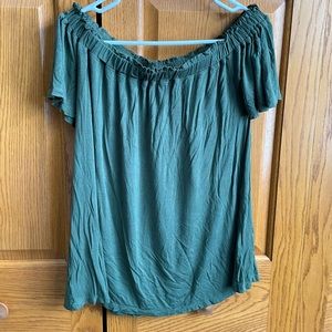 Off the shoulder green top